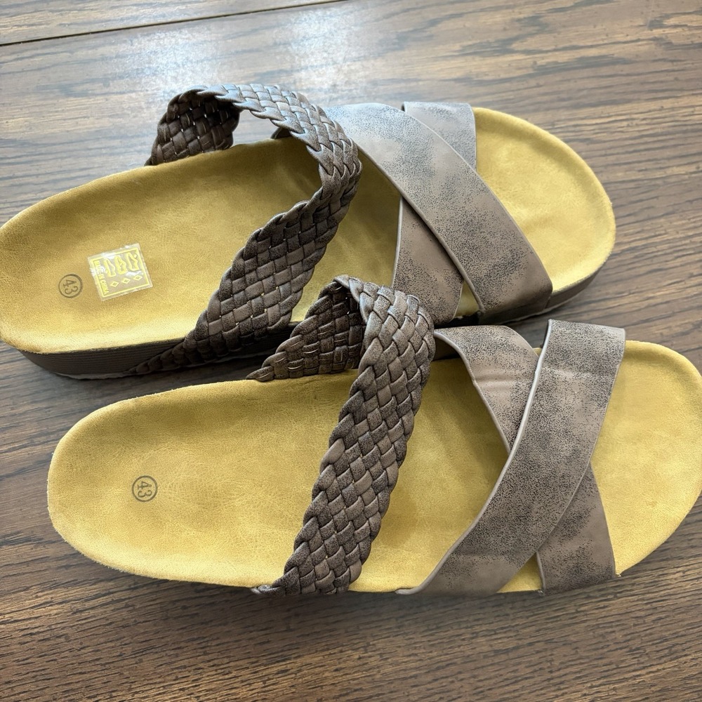 Women's Criss Cross Braided Sandals Brown Size EU 43 US 11 Women's Faux Leather